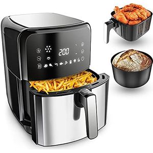 VANDENBERG Hete Lucht Friteuse - 5,5L - 12 Programma's - 1700W - Airfryer - Geen Olie&Vet - Brood&Braadmand - Non Stick, Touchscreen, Cool-Touch