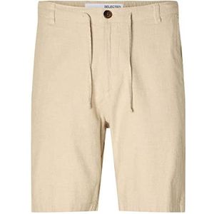 Selected Homme Herenshorts, linnen, Incense/Detail: gemengd W. Oatmeal, S