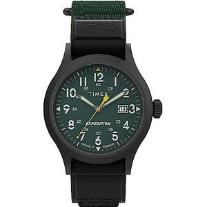 Timex Expedition X Peanuts Beagle Scout Camper TW4B29100 heren 40 mm stoffen band horloge, Groen