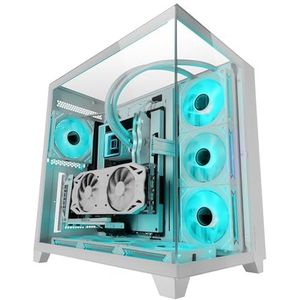 MARSGAMING MC-3C - ATX-gaming-behuizing - Wit - 3D-panoramisch zicht met drievoudig gehard glas