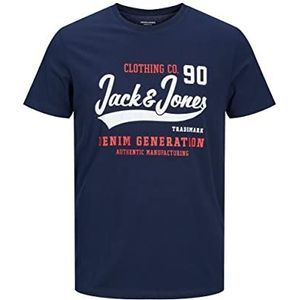 JACK&JONES JUNIOR T-shirt voor jongens, Navy Blazer/Print: truered/Wit, 128 cm