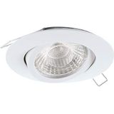 EGLO Tedo 1 Inbouwspot, spot van gegoten aluminium in wit, inbouwlamp met GU10-fitting, led-lamp inbegrepen, inbouwspot plat, draaibaar, diameter: 8 cm