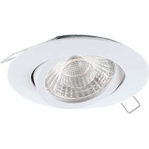 EGLO Tedo 1 Inbouwspot, spot van gegoten aluminium in wit, inbouwlamp met GU10-fitting, led-lamp inbegrepen, inbouwspot plat, draaibaar, diameter: 8 cm