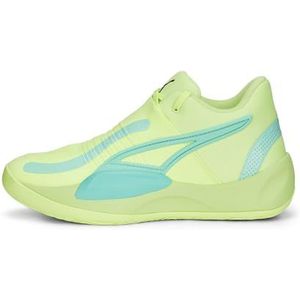 PUMA Rise Nitro basketbalschoen voor heren, Snelle gele elektrische pepermunt, 40.5 EU