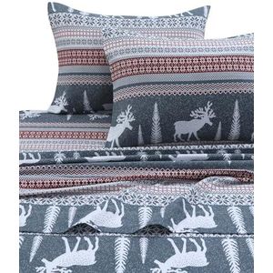 Tribeca Living WIRE170SHEETQU Winter Rendier Flanel Diepe Pocket Sheet Set, Queen