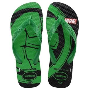 Havaianas Unisex Top Marvel Logomania Teenslippers, Zwart Patria Groen, 3.5/4 UK