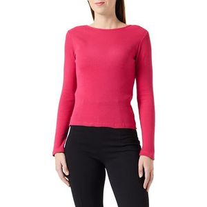 Trendyol Gestreept damesblouse met lange mouwen, fuchsia, XL