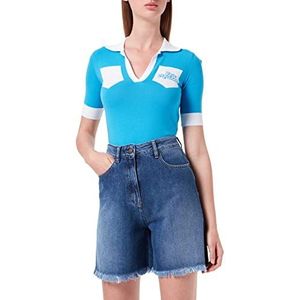 Love Moschino Dames Blue Denim met Fringed Hem Casual Shorts, donkerblauw (dark blue denim), 44 NL
