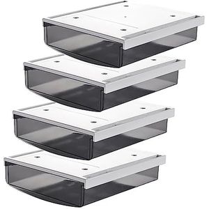 Tuka-lades, 4 x 3,5 liter, onderbureau, 24 x 21 x 8 cm, zelfklevende laden, verborgen onderbouwlade, opbergdoos onder bureau, gebruiksvoorwerpen, pennenbox, zwart, set van 4 TKD8605