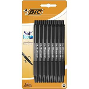 BiC Soft Feel Clic Grip Balpen, 15 stuks, kleur zwart