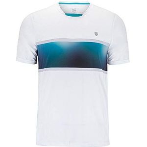 K-Swiss heren tennis shirt, wit/algblue, XL