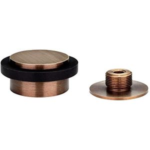 EVI Herrajes, Deurstopper zelfklevend met schroefdraad, messing mat, zwart rubber, Ref. I-203/35 x 19-DUAL-CU