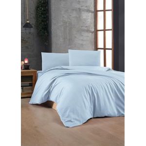 Nuit Des Rêves Lichtblauwe Ranforce Single XXL Quilt Cover-set, 155 x 220 cm, 100% katoen, 155 draadtelling, machinewasbaar, inclusief 1 kussensloop, elegant design