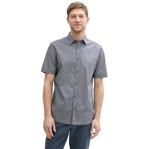 TOM TAILOR heren overhemd, 37941 - Grijs Graphic Minimal Design, XS
