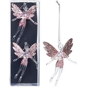 Set van 2 hangers engeliet, glanzend, roze, 8 x 3 x 13 cm