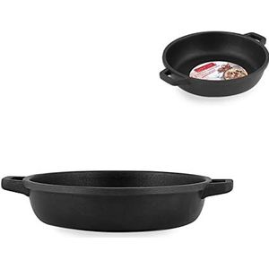 Home Granchef 24 cm ronde antiaanbakpan met 2 grepen, persgesmolten aluminium, zwart