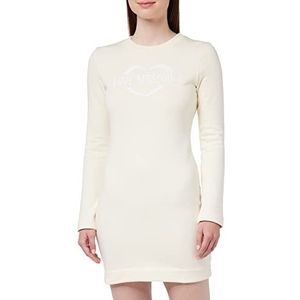 Love Moschino Damesjurk met lange mouwen en holografische print met holografische print, crème, 38