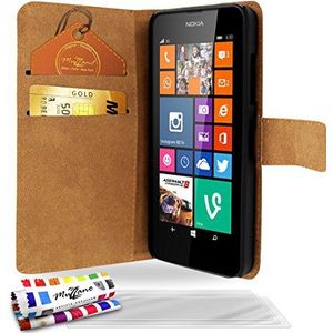 NOKIA LUMIA 630 Flip Case (zwart/zwart) [De premium folio] [wit] van MUZZANO 3 ""UltraClear"" schermbeschermfolies + gratis MUZZANO® PEN en DOEK - De ULTIEME, ELEGANTE EN DUURZAME schokbestendige