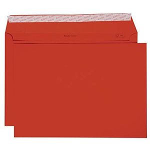 Elco 24095.92 Color Box met deksel en 200 enveloppen/verzendtas, zelfklevende sluiting, C4, 120 g, intens rood, venster: nee