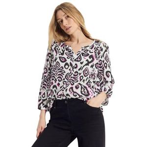 CECIL - Blouse - Donkerroze - Wijde Blouse - Pofmouwen - Paisley Motief