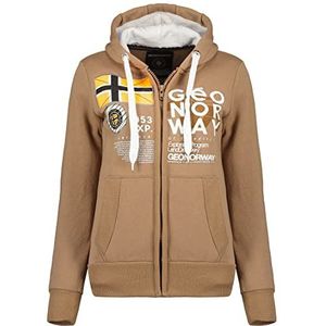 Geographical Norway Gasado Lady Damessweatshirt met capuchon, kangoeroezakken, sweatshirt, lange mouwen, warm, hoodie, jas, dames, lente, zomer, herfst, winter (taupeXL), Taupe, XL