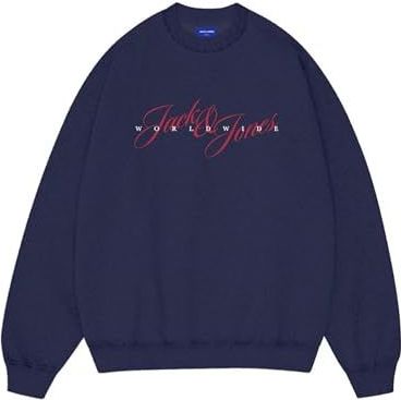 Jack & Jones - JORINWOOD - Sweatshirt - Donkerblauw - Zalm Roze - Wit