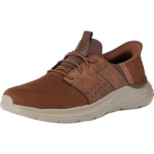 Skechers Garner Newick instapper voor heren, Donkerbruin Textiel Synthetisch, 47.5 EU