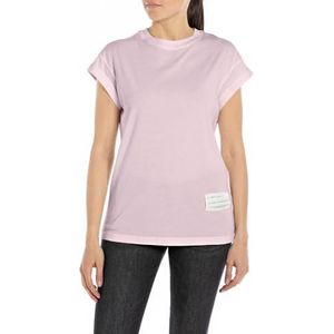 Replay Dames regular fit T-shirt korte mouwen Rose Label, 066 Bubble Pink, XS