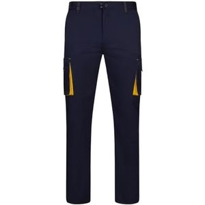 VELILLA 103024S; stretchbroek, tweekleurig, met meerdere zakken, marineblauw en geel, maat 60, marineblauw en geel, 58