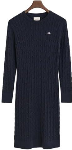 GANT - Robe à col en C - Jurk - Blauw nacht - Katoen stretch
