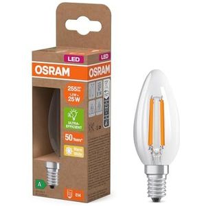 OSRAM LED-lamp in klassieke minibolvorm, met decoratieve LED-gloeidraad, energie-efficiëntieklasse A, E14, 1,2 W, 255 lm, 2700 K, warm wit. Zonder opwarming, 4-pack