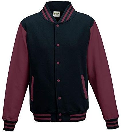 Just Hoods - Varsity Jacket - Oxford Navy/Bourgondië - Uniseks