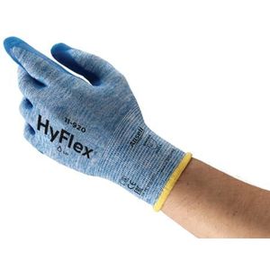 Ansell HyFlex 11-920 Werkhandschoenen, optimale oliegreep en hoge olieafstoting, uitstekende beweeglijkheid en tastgevoeligheid, naadloos gebreid weefsel, industrie PSA, blauw, maat XS (12 paar)