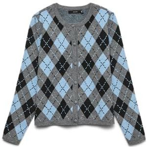 VERO MODA Vmgiorgia LS O-Neck Cardigan Ga, Grijs, M voor Dames, Kleur: grijs., M