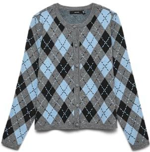 VERO MODA Vmgiorgia LS O-Neck Cardigan Ga, Grijs, M voor Dames, Kleur: grijs., M