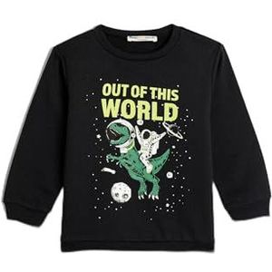 Koton Boys's Long Sleeve Crew Neck Space Themed Dinosaurus Bedrukt Soft Interieur Sweatshirt, marineblauw (704), 4-5 jaar