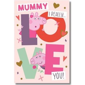 Peppa Pig Valentijnsdag kaart, mama ik hou echt van je! Valentijnsdag kaart mama