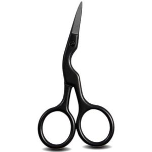 MIBELLA BEAUTY & CO Wenkbrauwschaar en baardschaar met kleine korte snijkant en perfecte hoek voor de hoogste precisie, snoerschaar om te trimmen en in vorm te brengen, zwart