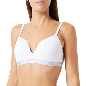 Emporio Armani Iconic Cotton Gewatteerde driehoekige beha voor dames, gevoerde beha, wit, M