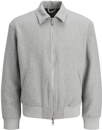 JACK & JONES Heren Jcocover Bomber Jacket, Grey Melange, L, gemengd grijs, L