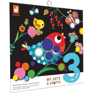 Janod - My Arts & Crafts – vanaf 3 jaar – ronde stickers – 4 schilderijen – creatieve vrijetijdsset voor kinderen – leren fijne motoriek en concentratie – J09146