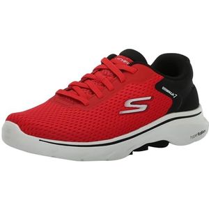 Skechers Heren GO Walk 7 Sneakers, rood en zwart textiel/synthetisch, 40 EU, Rood en Zwart Textiel Synthetisch, 41.5 EU