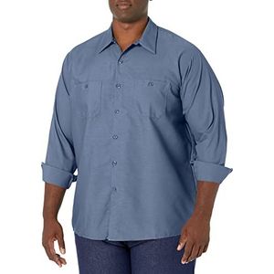 Red Kap Men's Size Industrial Work Shirt, Regular Fit, Long Sleeve, Postman Blue, Medium/Tall