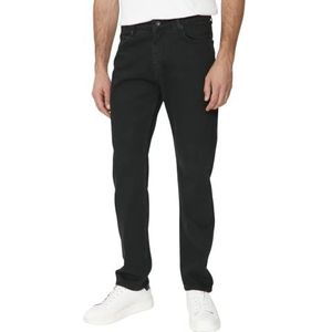 TRENDYOL Heren medium tailleband straight leg straight jeans, zwart, 30