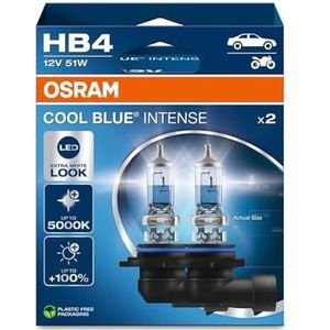 OSRAM COOL BLUE® INTENSE HB4, +100% meer helderheid, tot 5.000K, halogeenkoplamp, LED-look, hangende vouwdoos (2 lampen)
