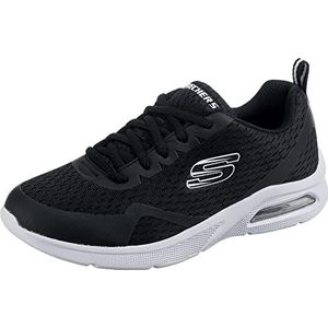 Skechers Microspec Max Sneaker, 10.5 UK Kind, Zwart Textiel Zwart Wit Trim, 4 UK