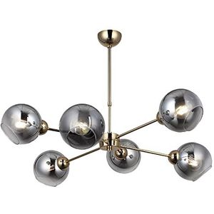 Homemania 1532-80-06 Hanglamp, kroonluchter, plafondlamp, glas, metaal, goud, 80 x 80 x 75 cm, 6 x E27, Max 40 W
