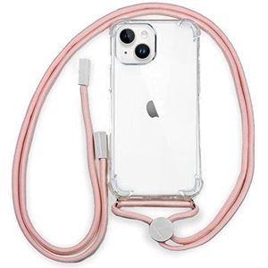 Cool beschermhoes voor iPhone 14 Plus, trekkoord, roze