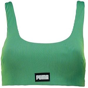 PUMA Swim Women Ribbed Scoop Neck TOP 1P, groen/zwart., XL