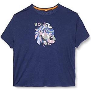 BOSS C_eshoulder_Print T-shirt voor dames, Dark Blue407, L